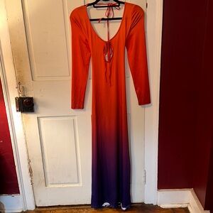 Sunset ombré bodycon maxi dress